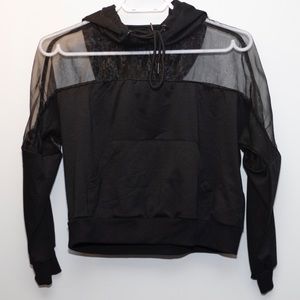 Mesh Panel, Black Hoodie, S